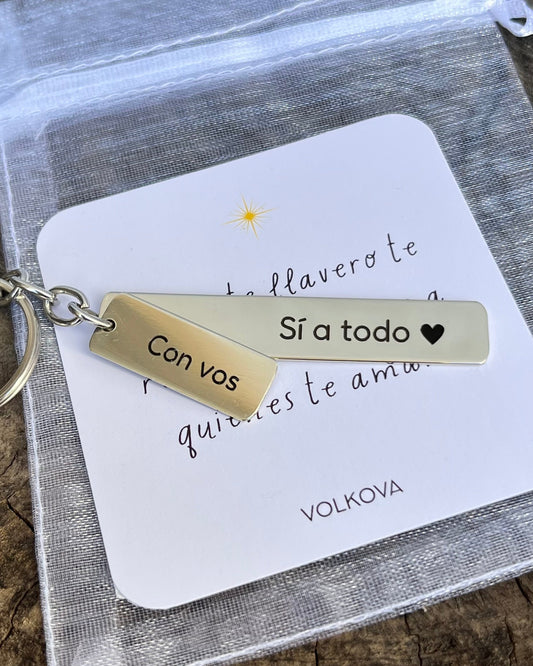 Llavero personalizado en alpaca - 2 chapitas