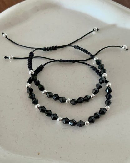 Pulsera bolitas de plata y cristal checo