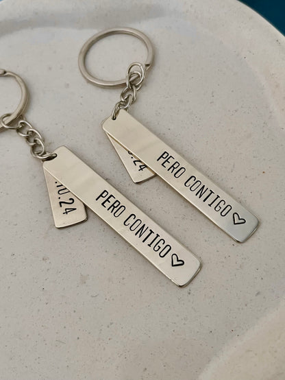 Llavero personalizado en alpaca - 2 chapitas