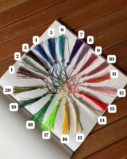 Señalador de libro con borla personalizado en alpaca