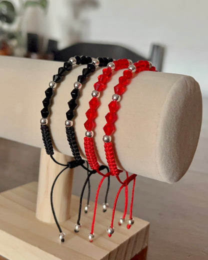 Pulsera bolitas de plata y cristal checo