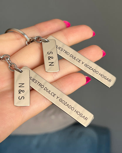 Llavero personalizado en alpaca - 2 chapitas