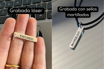 Dije largo grabado